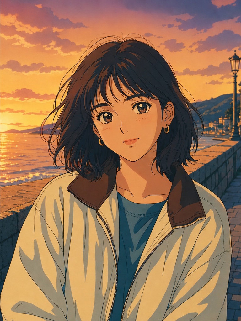 A portrait transformed into hand-drawn 80s anime artwork