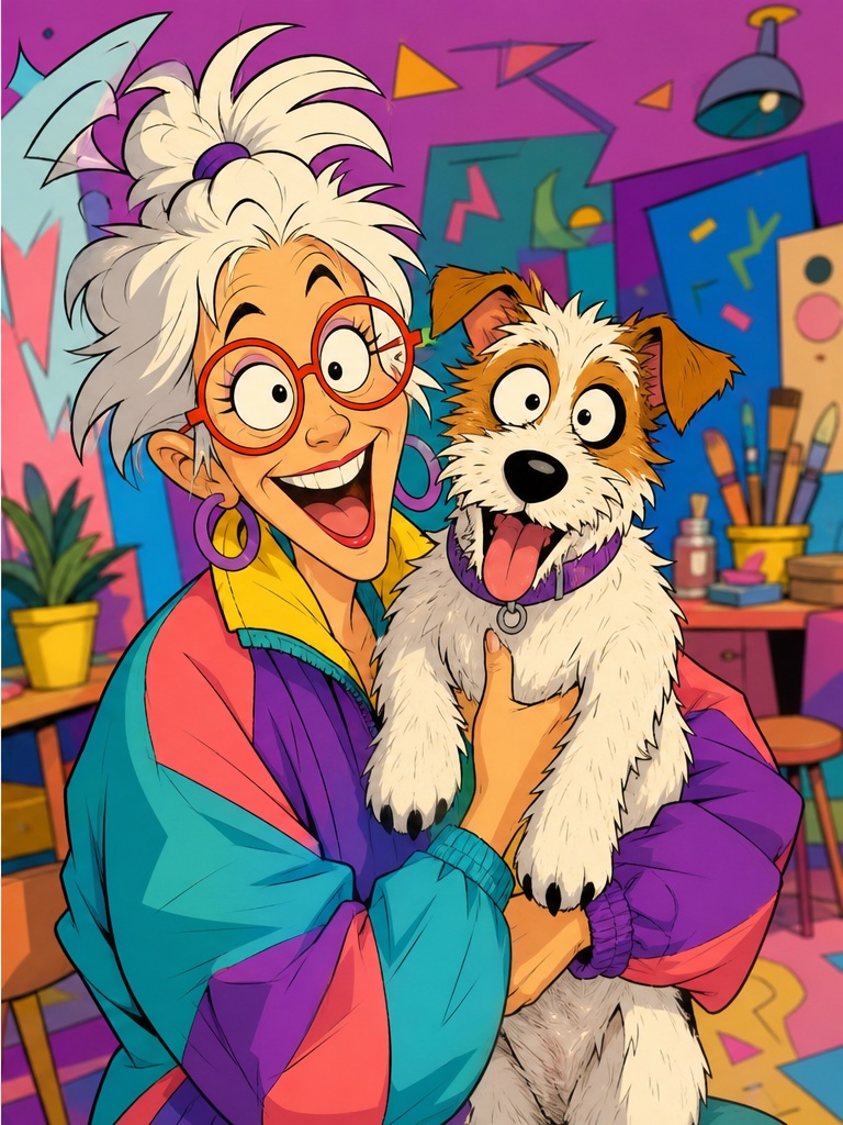 A portrait transformed into an expressive wacky toon character