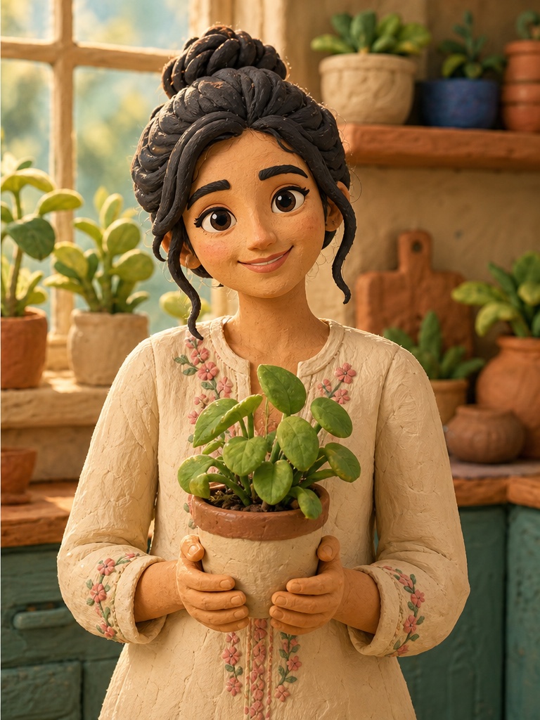 A portrait transformed into a handcrafted claymation character
